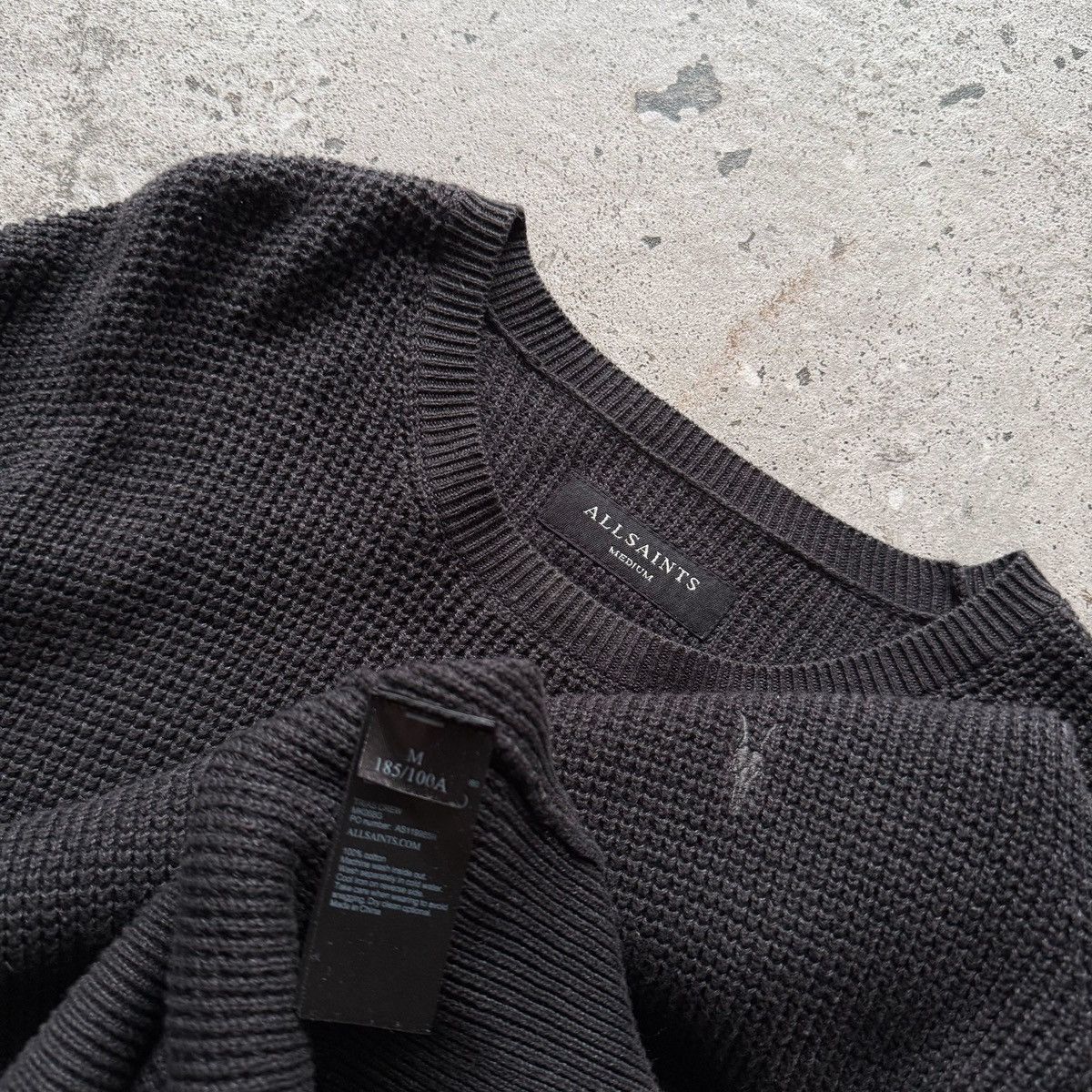 Allsaints AllSaints Trias Crew Black Textured Knit Pullover Sweater Size US M / EU 48-50 / 2 - 5 Thumbnail