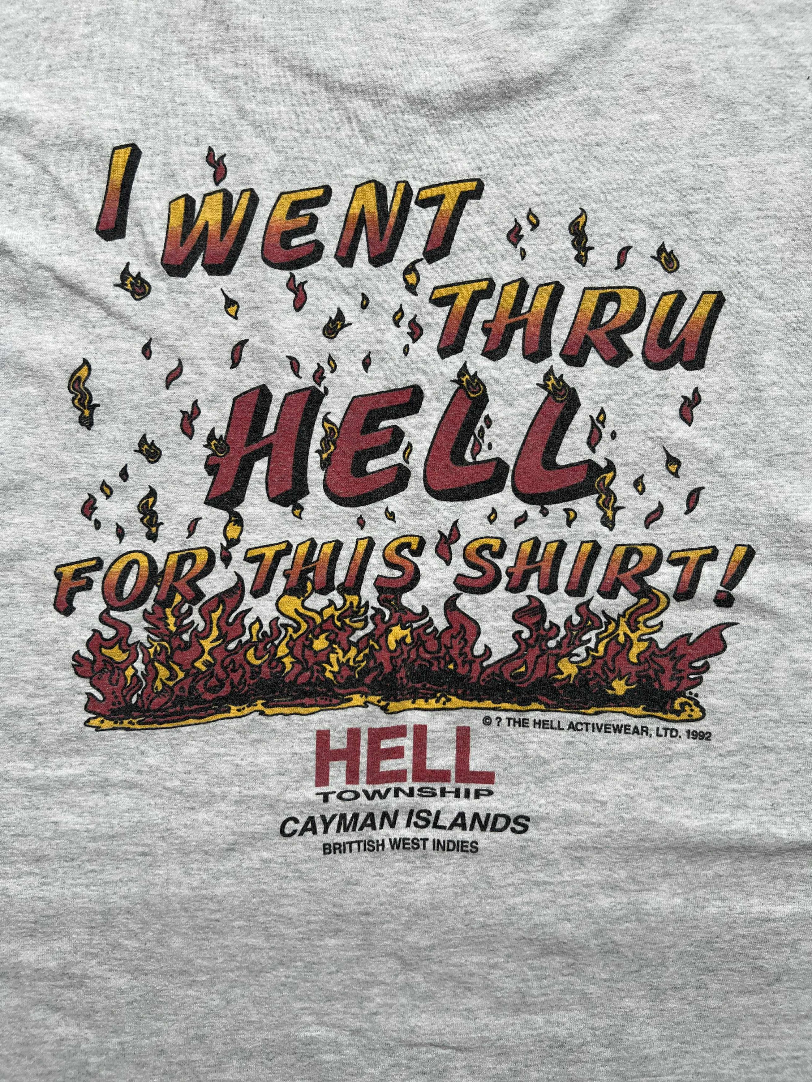 Vintage 1992 Hell Cayman Islands T "I Went Thru Hell For This Shirt" Size US XL / EU 56 / 4 - 2 Thumbnail