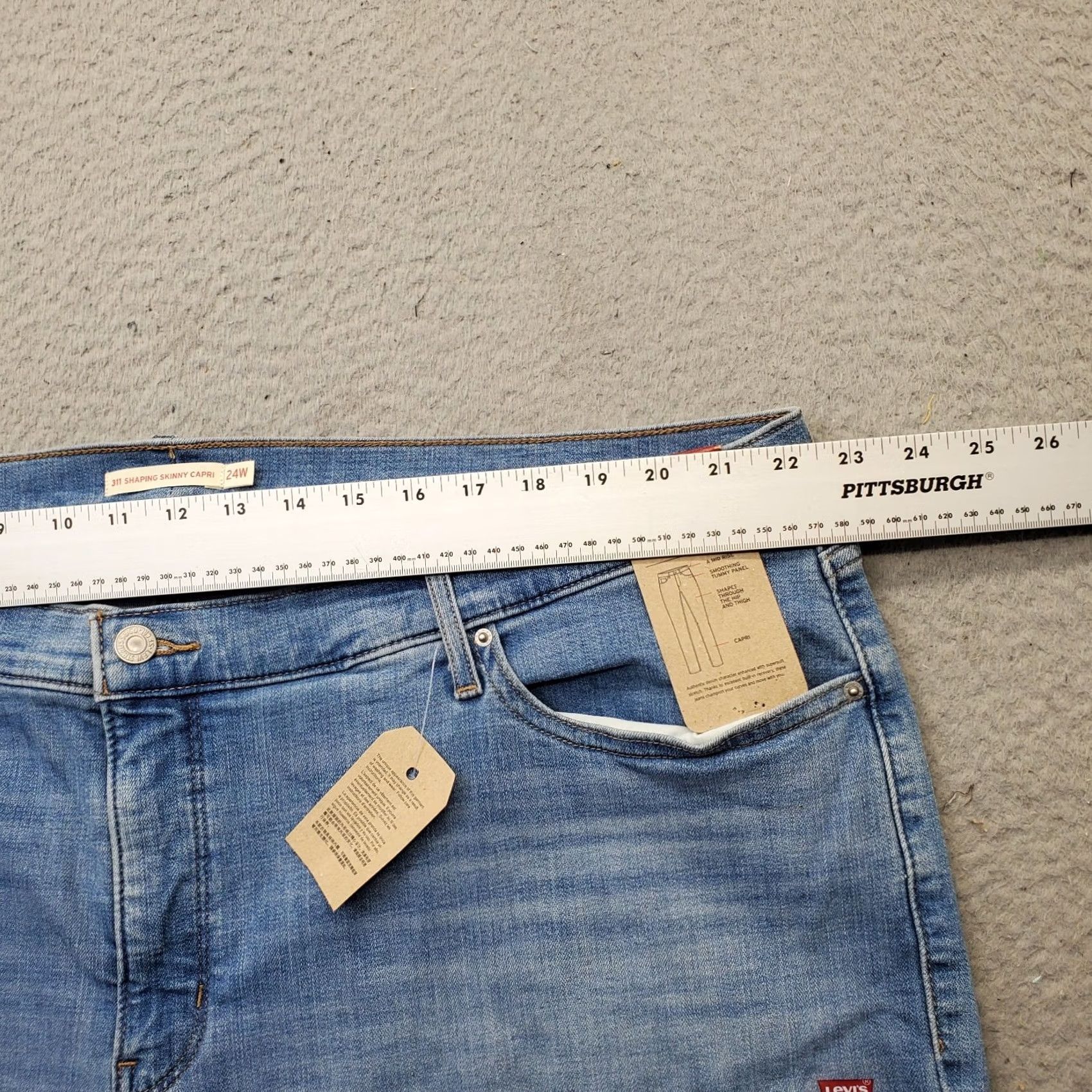 Levi's Levi's 311 Shaping Skinny Capri Jeans Womens 24W Blue Denim Stretch Whiskered Capri Jeans 24W Womens Levi's Shirt Shirt Size 42" / US 20 - 6 Thumbnail