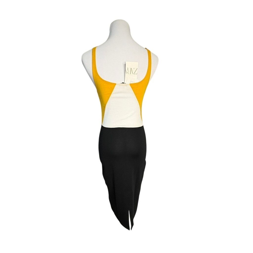Zara Zara Black Gold White Colorblock Bodycon Jersey Dress MEDIUM Size M / US 6-8 / IT 42-44 - 4 Thumbnail