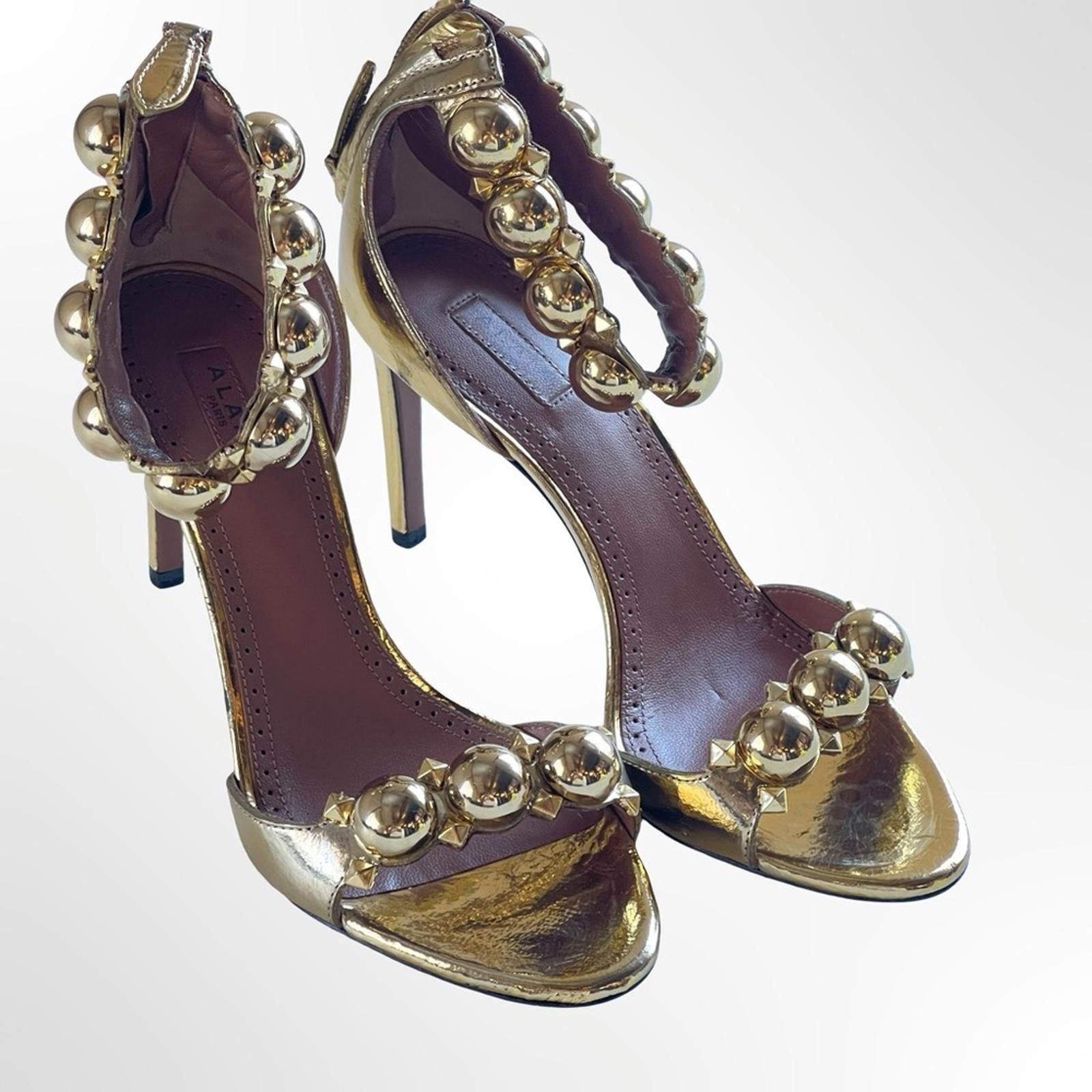 Alaia ALAIA La Bombe Elegant Gold Women's Heels NWOT size 6.5 Size US 6.5 / IT 36.5 - 4 Thumbnail