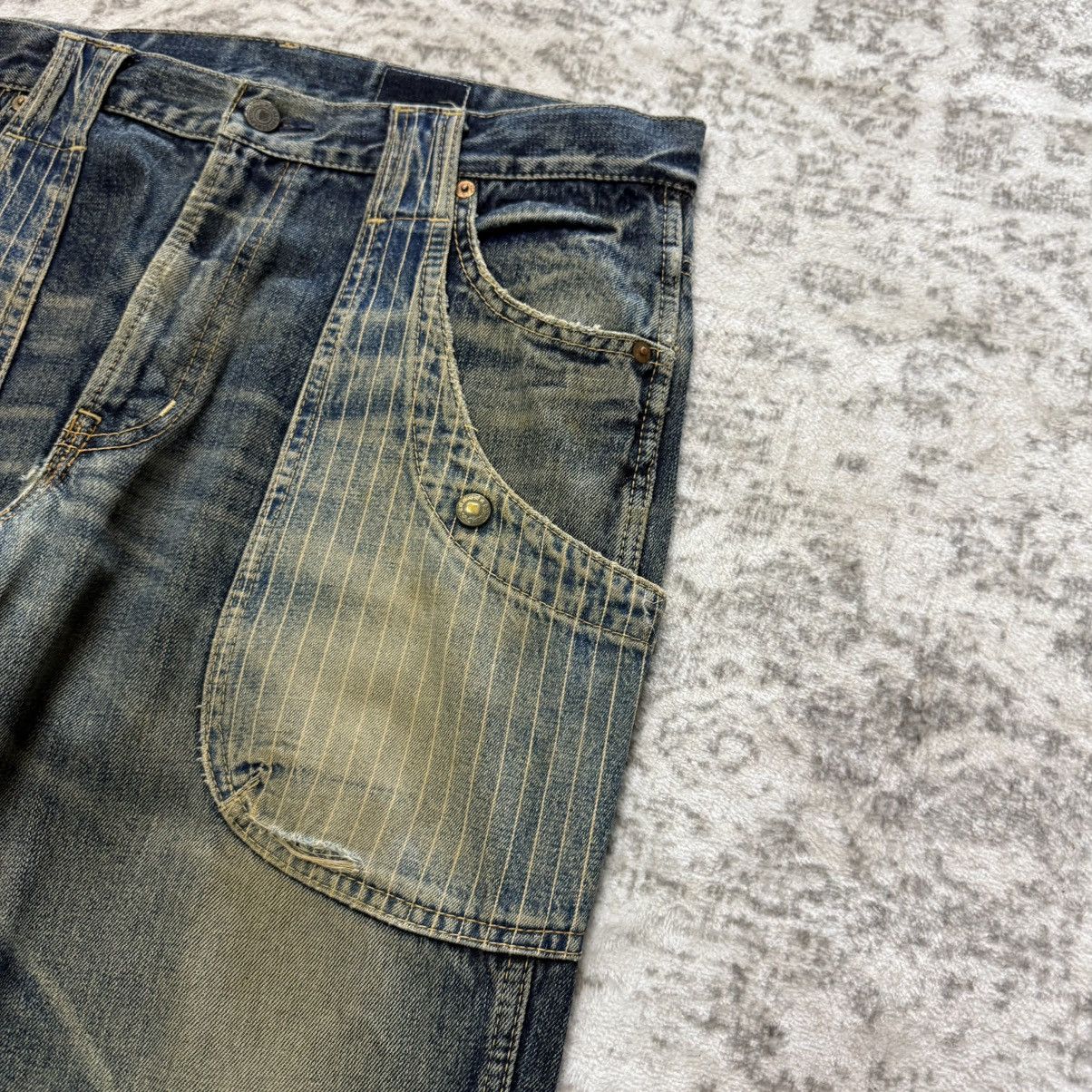 Kapital 2000s Antgauge Japan Reconstructed Pinstripe Panel Denim Size US 33 - 5 Thumbnail
