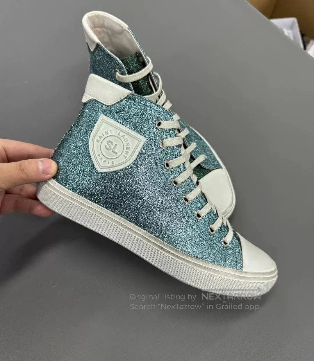 Saint Laurent Paris Saint Laurent Glitter High-Top Casual Shoes. Size US 4 / IT 34 - 2 Thumbnail