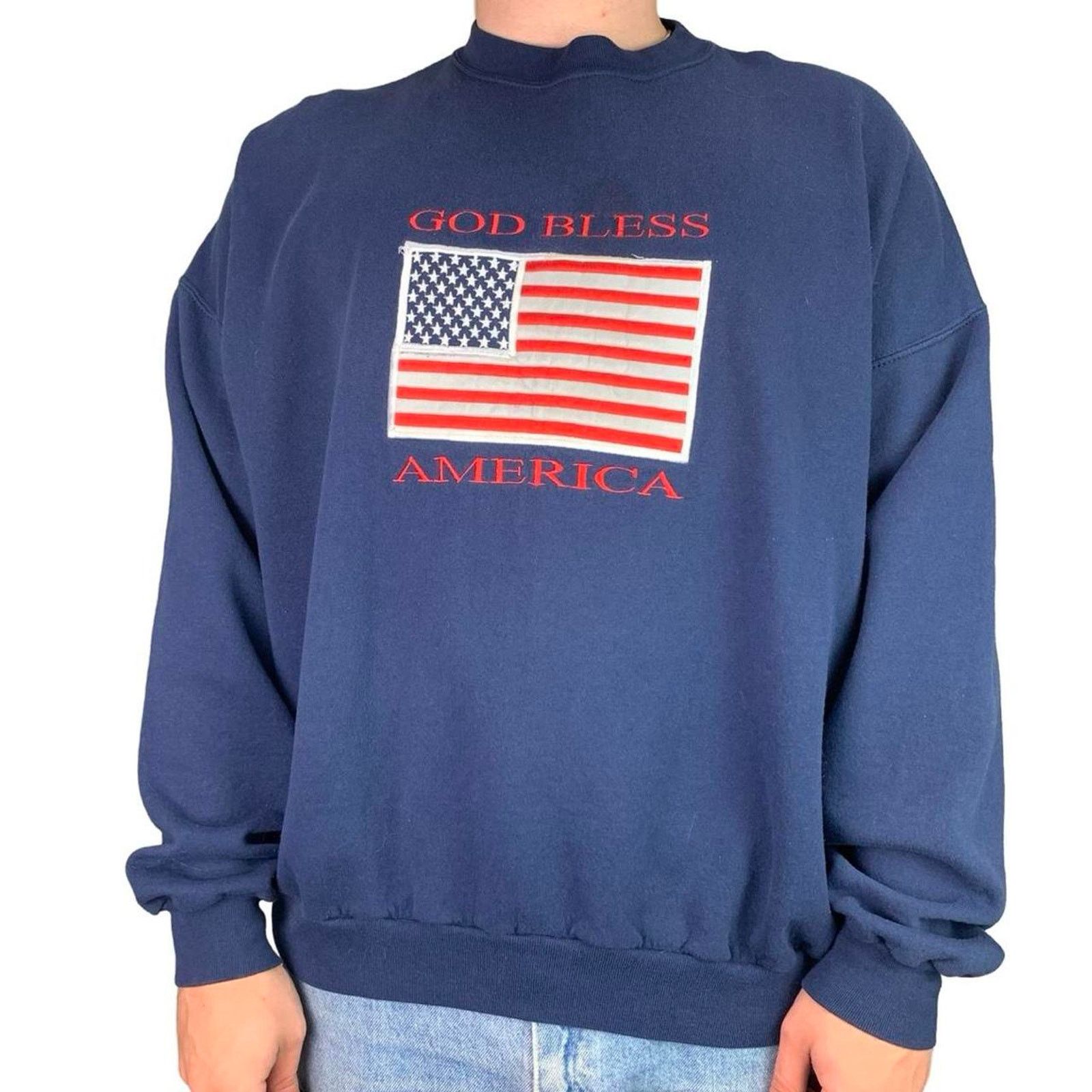 Vintage Vintage 90s Patriotic Embroidered Crewneck Sweatshirt Size US XXL / EU 58 / 5 - 1 Thumbnail
