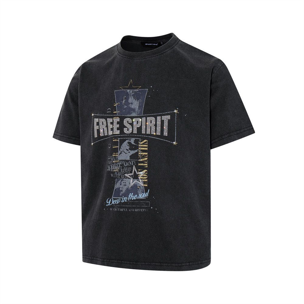 Japanese Brand Casual male punk cross distressed short-sleeved t-shirt Size US M / EU 48-50 / 2 - 2 Thumbnail