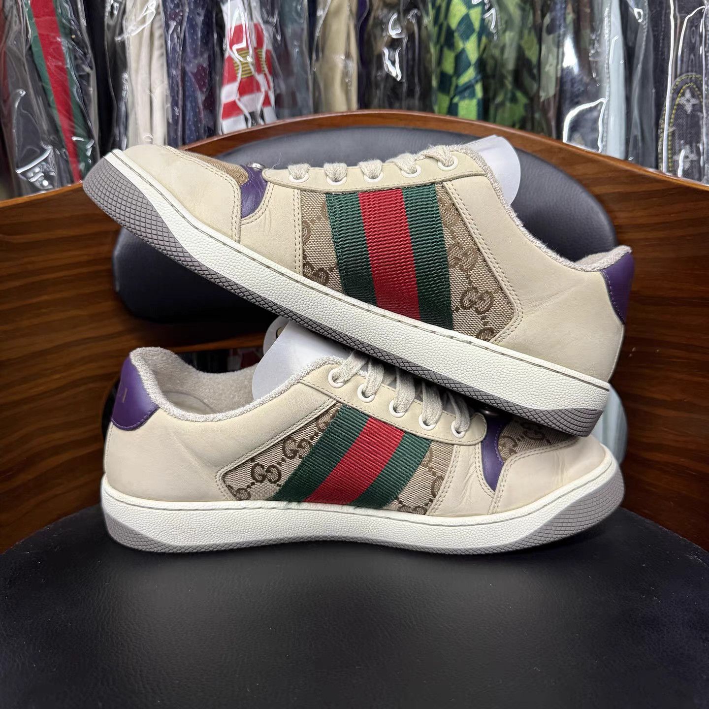 Gucci Gucci GG Brown Purple Enamel Dirty Sneakers K15 Size US 6 / EU 39 - 7 Thumbnail