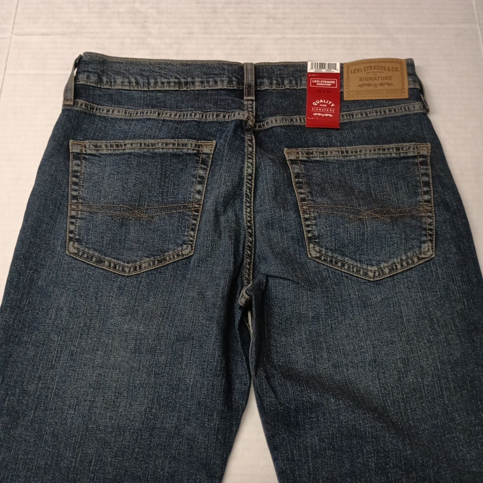 Levi's Signature By Levi Straight Jeans Mens 32x34 Blue Cotton Flex Size US 32 / EU 48 - 9 Thumbnail