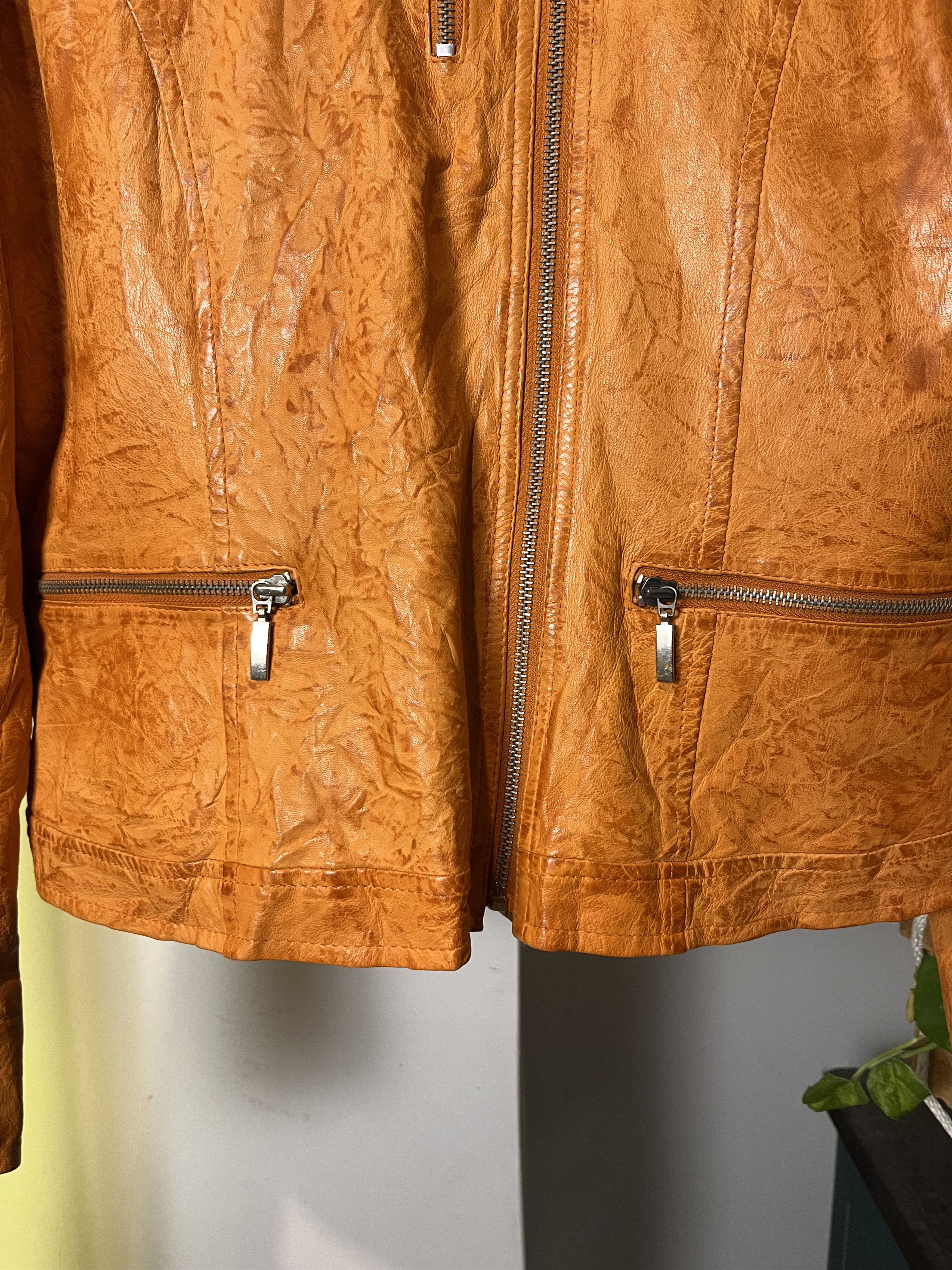 Vintage Avant Garde Vintage y2k 90s Real Leather Orange Jacket Size US M / EU 48-50 / 2 - 6 Thumbnail