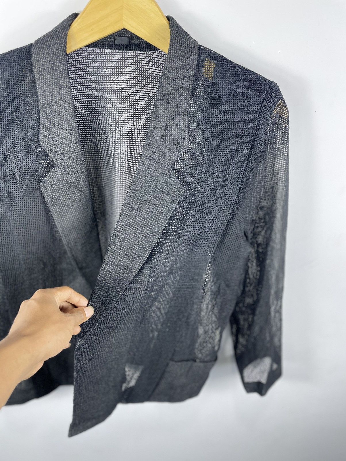 Japanese Brand Japanese- Transparent Mesh Blazer JPG Style Size 38R - 3 Thumbnail