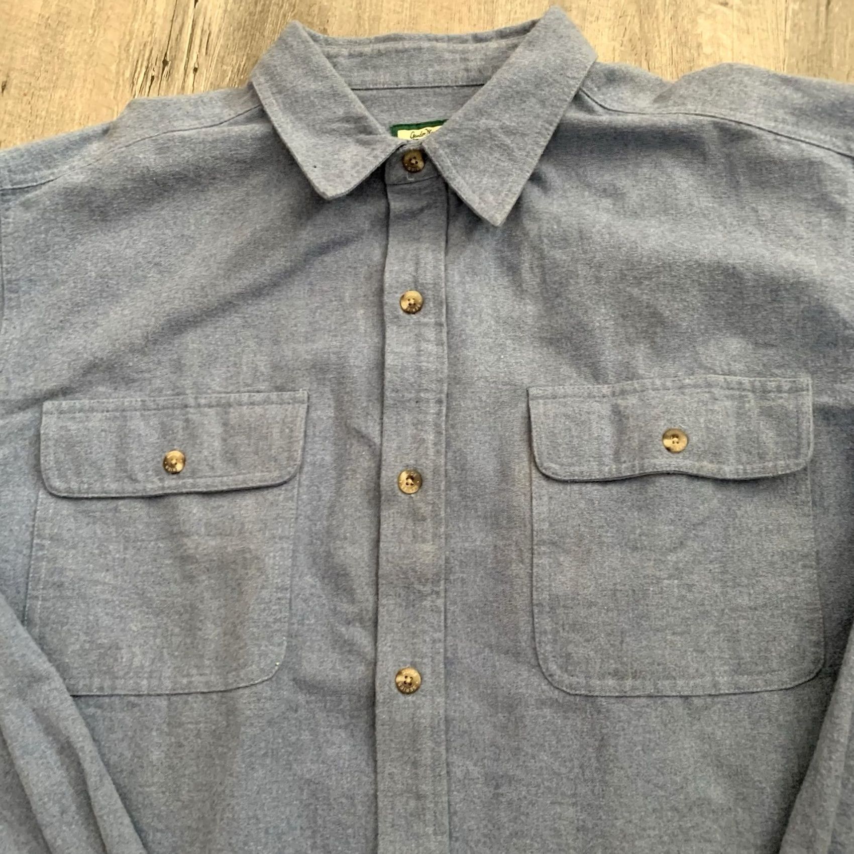 Vintage VINTAGE Gander Mountain GS Guide Series Chamois Flannel Shirt Mens LT Blue Cotton Button-Up Long Sleeve Casual Workwear Outdoor 90s Mens Size US L / EU 52-54 / 3 - 3 Thumbnail