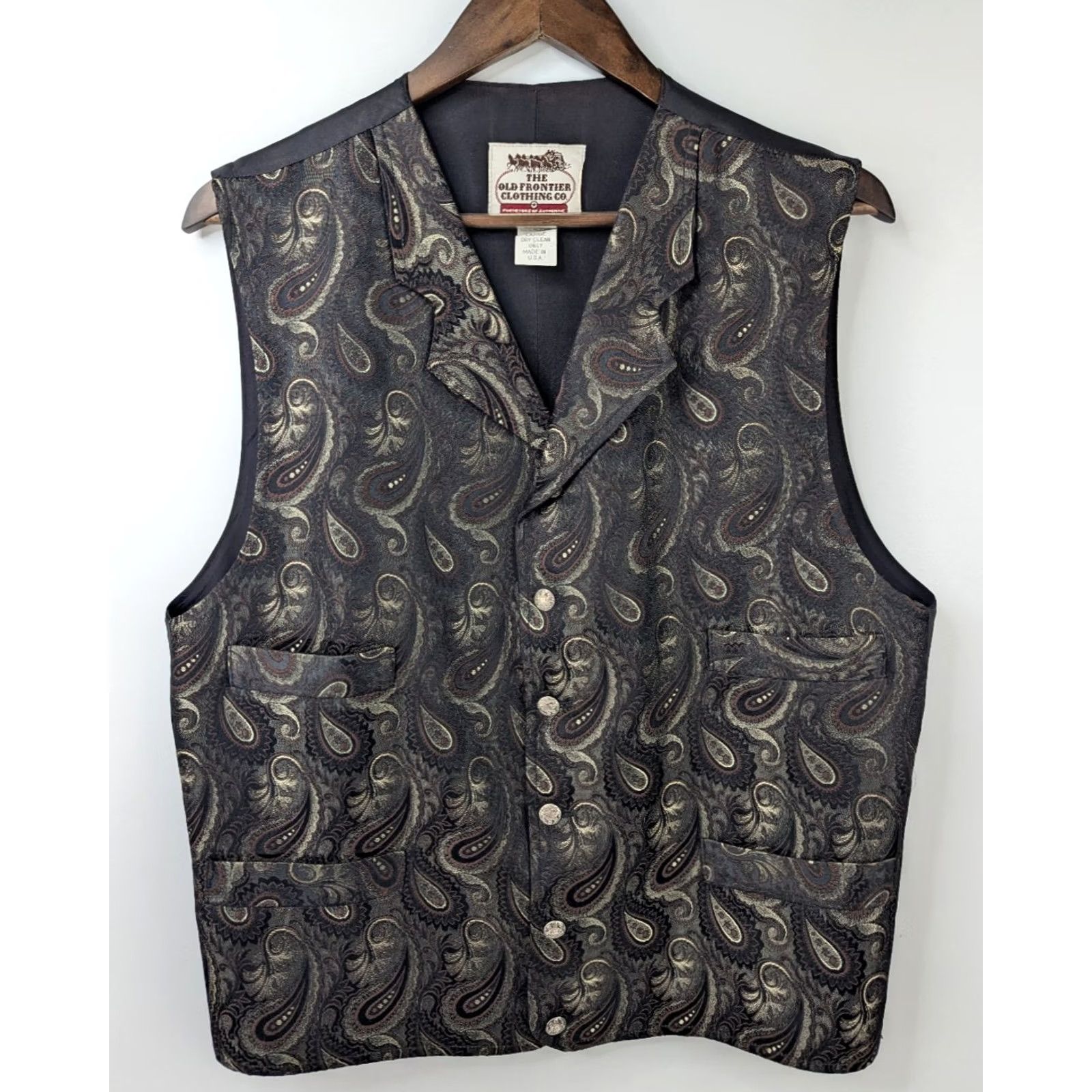 Vintage VINTAGE The Old Frontier Clothing Co Paisley Vest Men's Large Brown Button USA Western 80s Slim Size US L / EU 52-54 / 3 - 2 Thumbnail