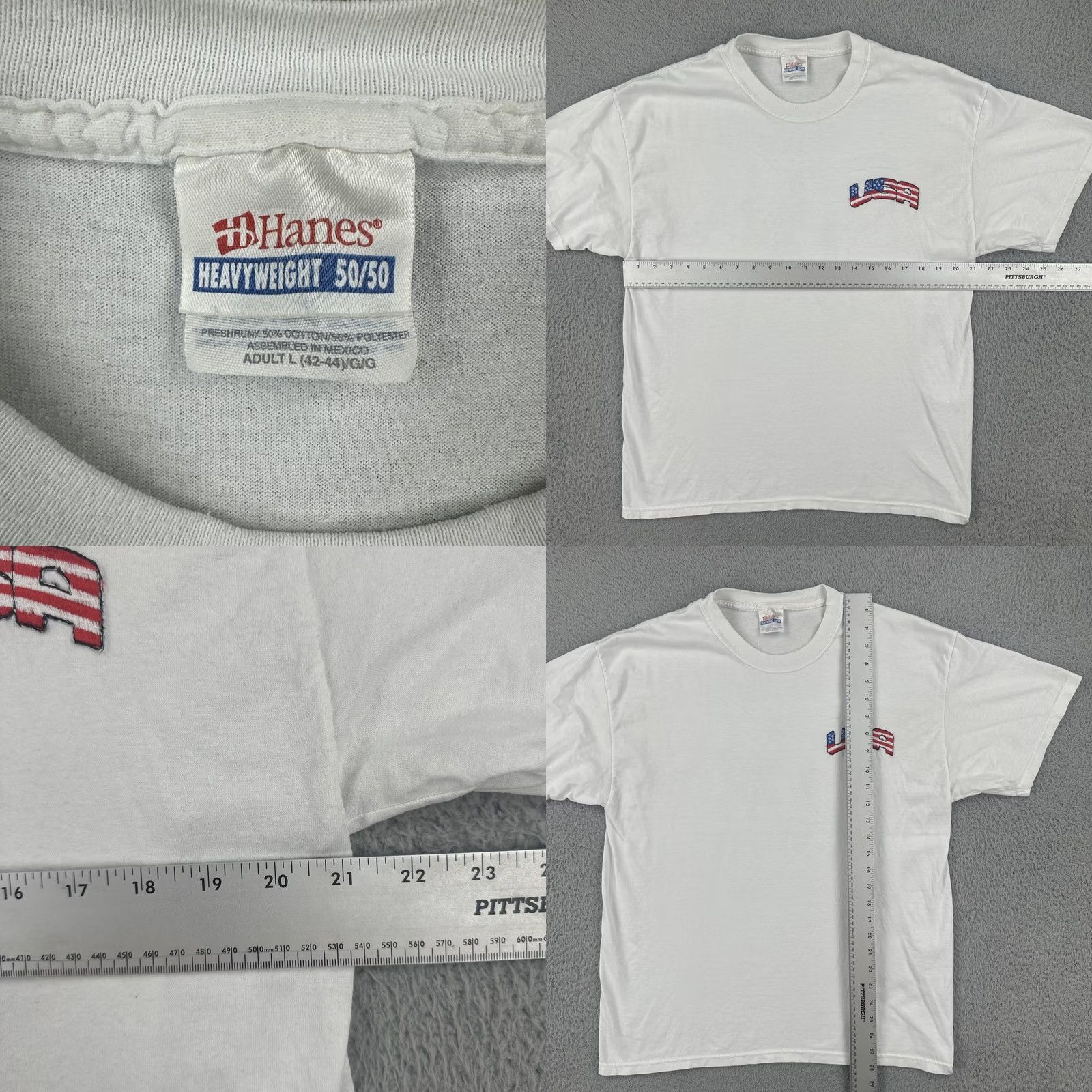Hanes VINTAGE Hanes T Shirt Large White God Bless America 9-11-01 USA Patriotic Size US L / EU 52-54 / 3 - 8 Thumbnail