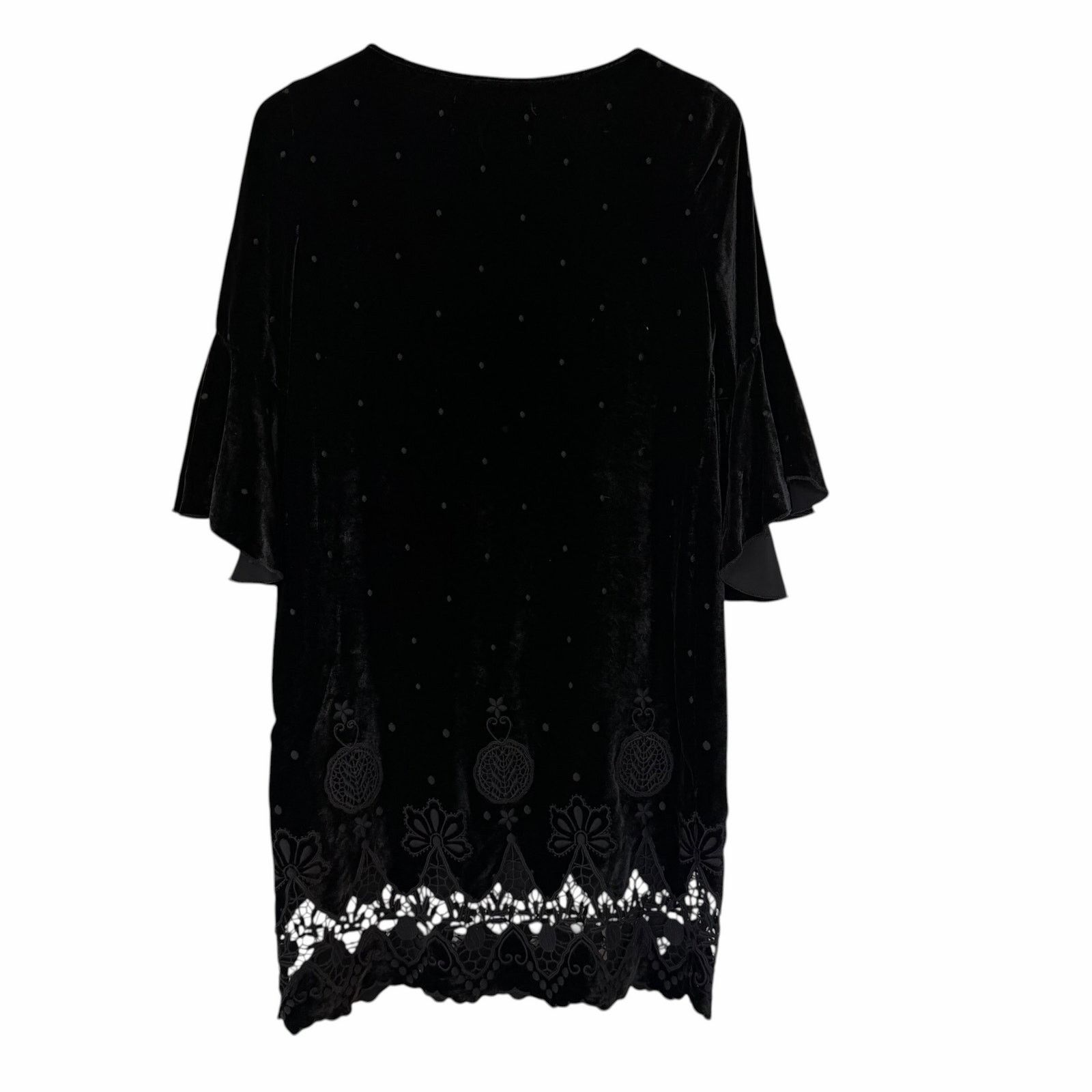 Other Johnny Was Roxanne Mini Dress Black Velour Lace Sz XS Size XS / US 0-2 / IT 36-38 - 4 Thumbnail
