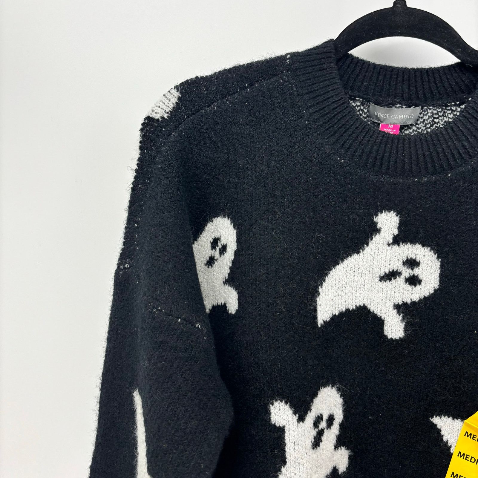 Vince Camuto Vince Camuto Womens Med Black White Ghost Halloween Sweater Size M / US 6-8 / IT 42-44 - 22 Thumbnail