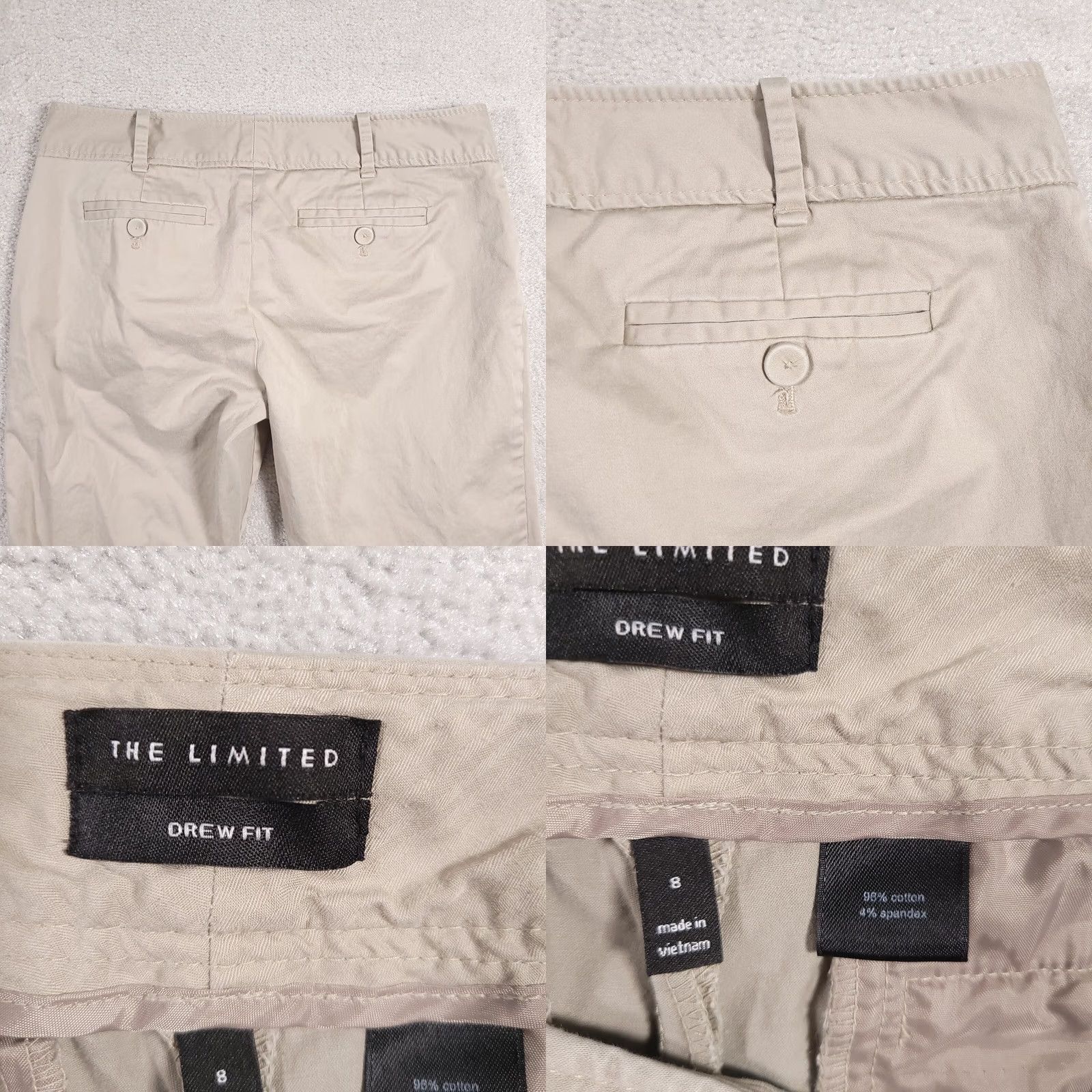 Vintage The Limited Drew Fit Dress Pants Capri Womens 8 Khaki Stretch Straight Leg Chino Capris Tall 8 Beige Women’s Pants Capri* Size 30" / US 8 / IT 44 - 9 Thumbnail