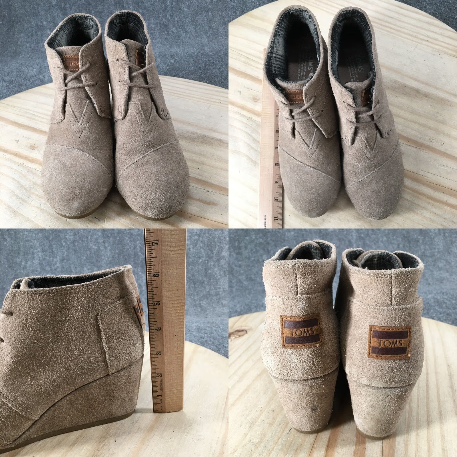 Toms TOMS Boots Womens 8.5 Ankle Booties Wedge Heels Casual Beige Suede Lace Up Bootie Womens Size US 9 / IT 39 - 8 Thumbnail