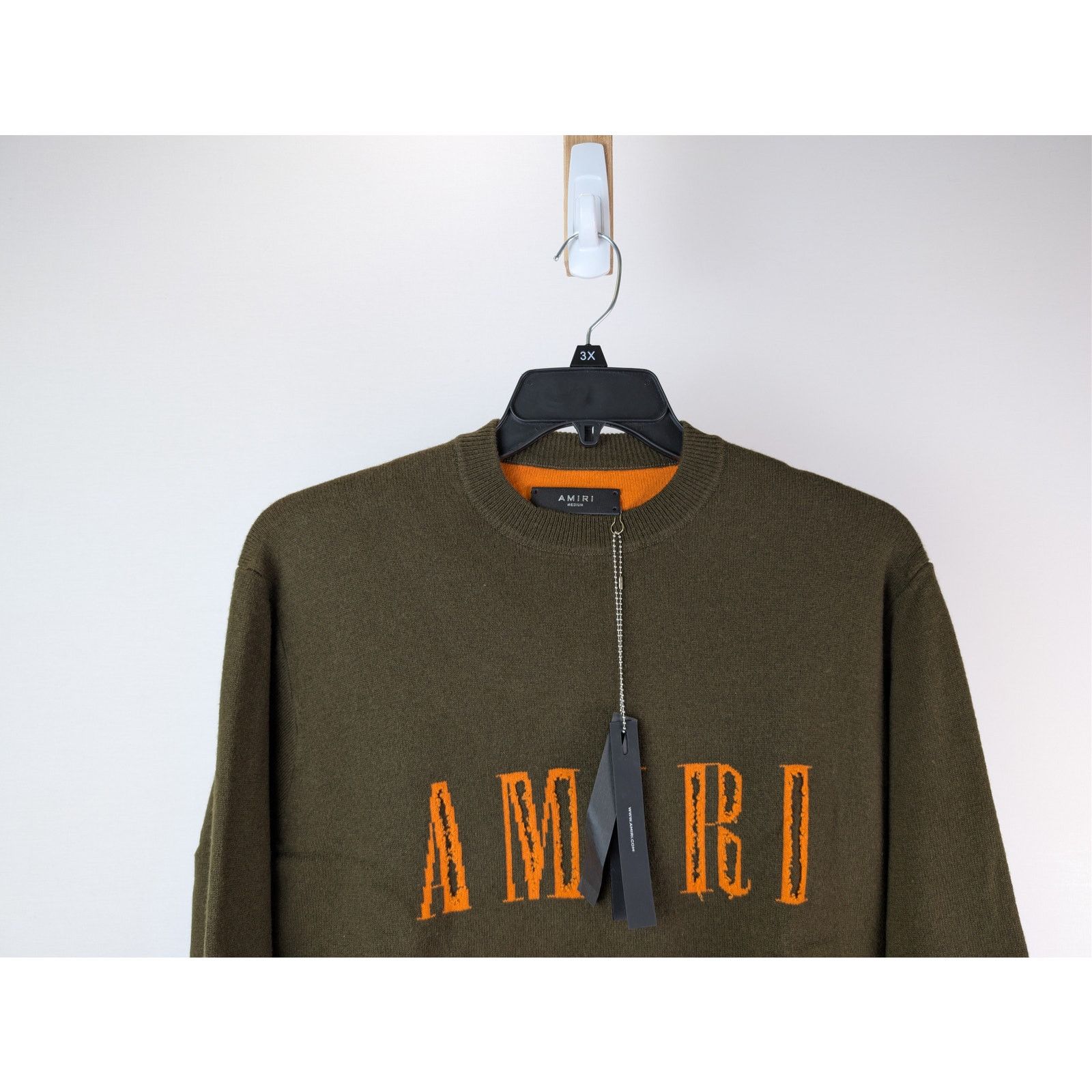Amiri o1rshd1 Cut away Logo Crewneck Sweatshirt Military/Nastrium Size US M / EU 48-50 / 2 - 3 Thumbnail