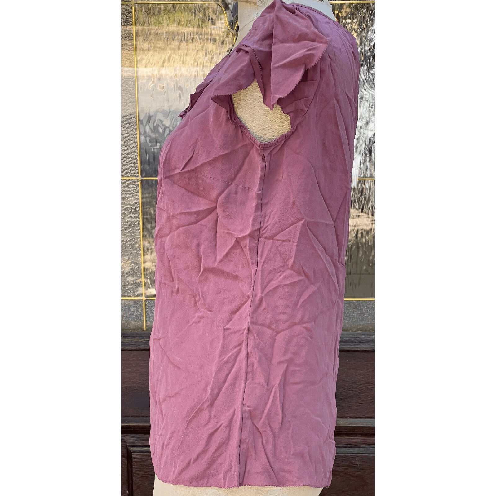 Banana Republic Banana Republic 100% Silk Cap Sleeves Ruffle Sz M Dusty Pink Size M / US 6-8 / IT 42-44 - 3 Thumbnail