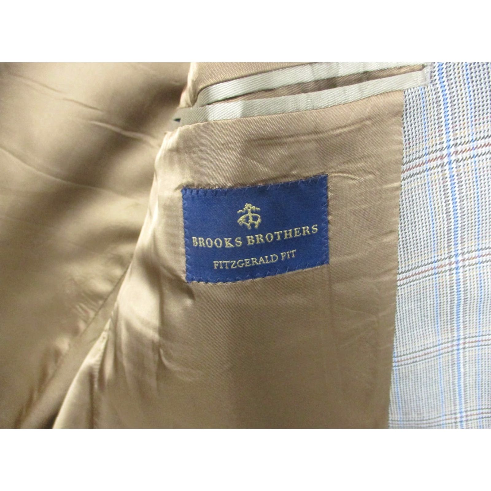 Brooks Brothers Brooks Brothers Blazer Mens 44 Beige Plaid Wool Fitzgerald Fit Sport Coat Jacket Size 44R - 4 Thumbnail