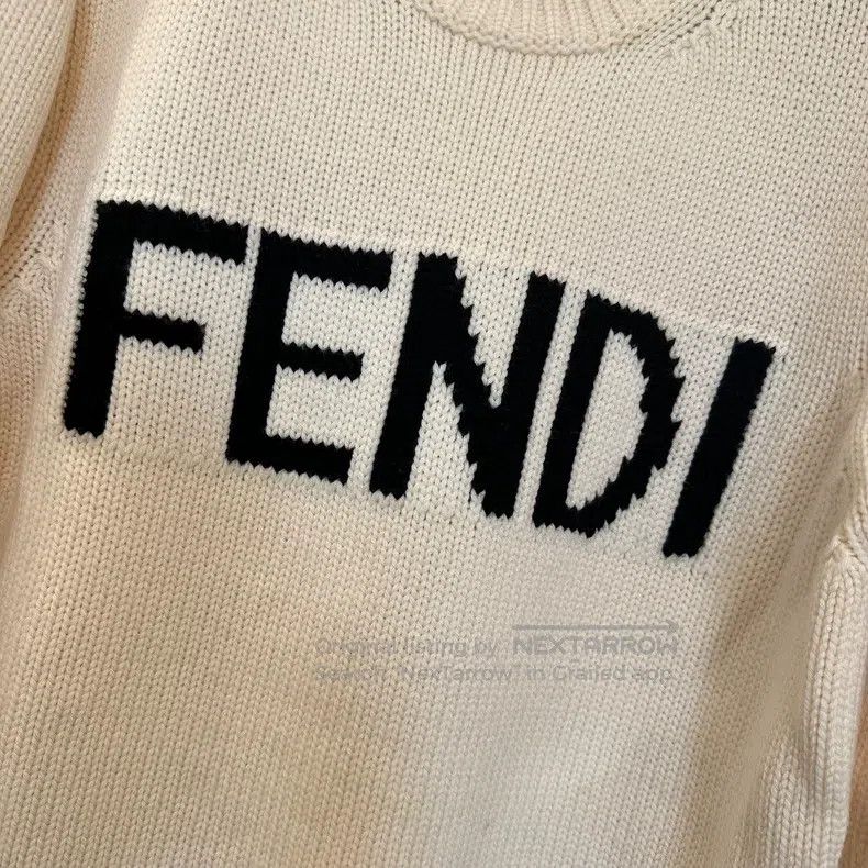 Fendi Patterned Logo Lettering Knit Wool Sweater