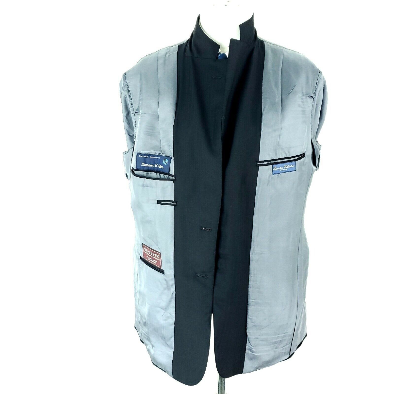 Holland & Sherry Holland & Sherry Wool 2 Button Blazer 42R Blue Herringbone S Size 42R - 9 Thumbnail