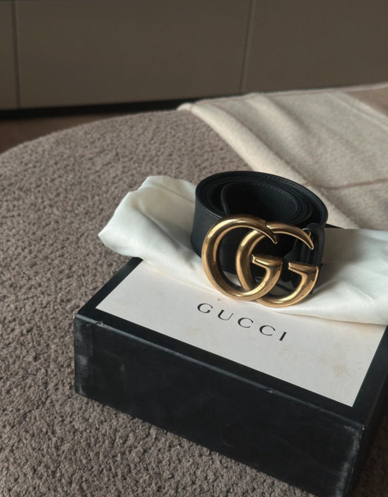 Gucci Gucci GG Buckle Leather Belt GOLD Size ONE SIZE - 1 Thumbnail