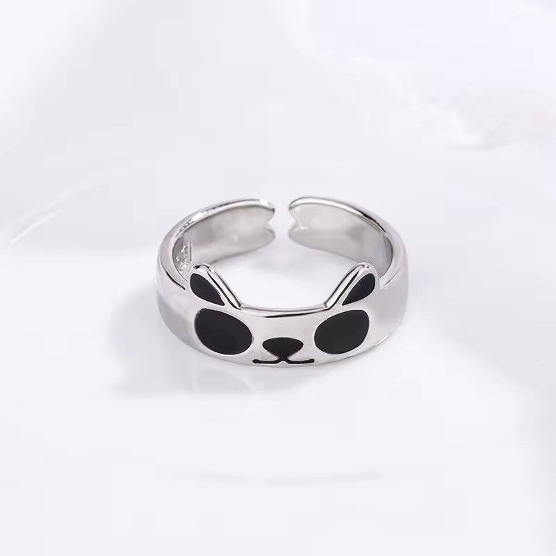 Jewelry Sterling Silver Panda Female Ring Size ONE SIZE - 3 Thumbnail