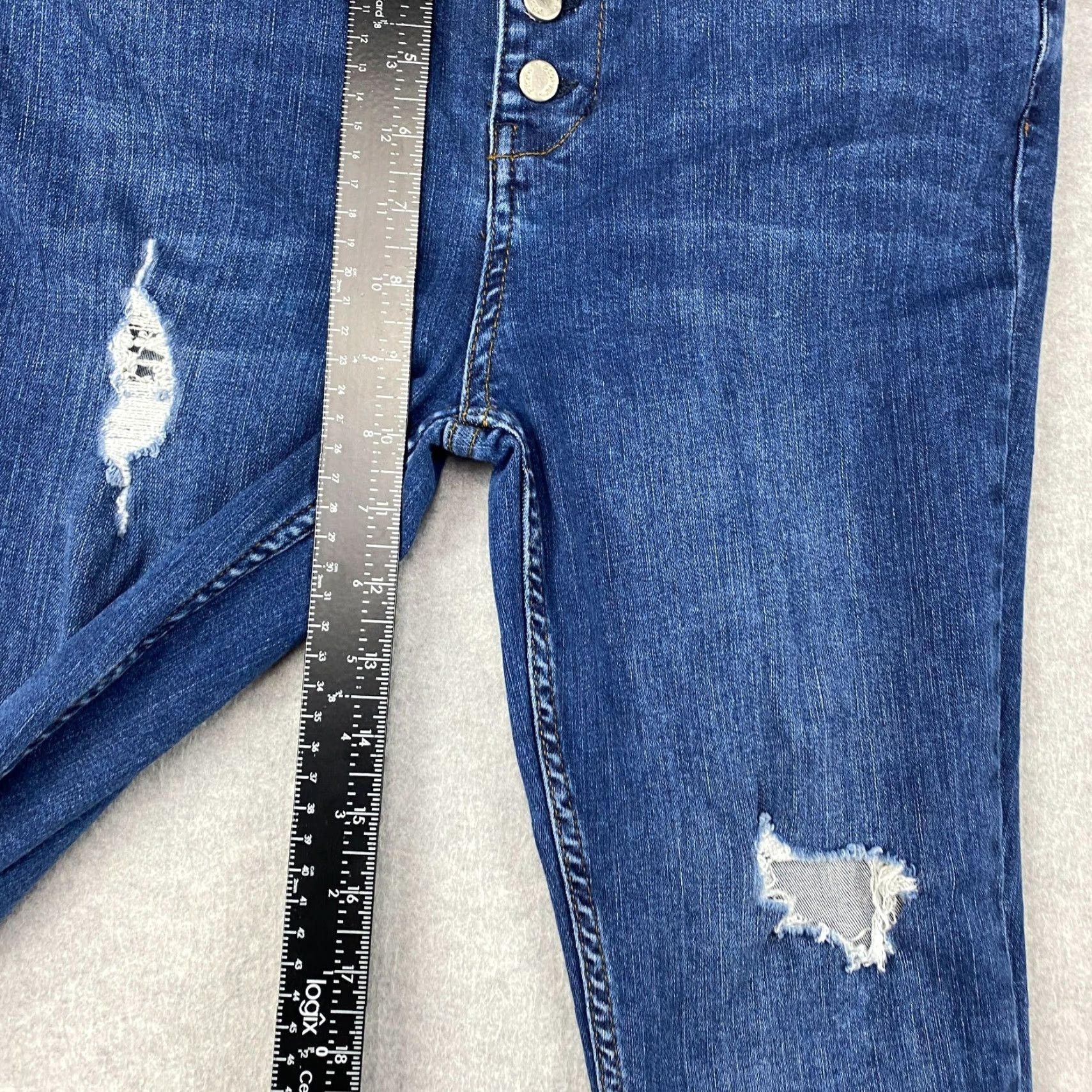 Free People Free People Jeans Womens 29 Blue Button Fly Ankle Fray Distressed Ripped Denim Size 29" - 4 Thumbnail