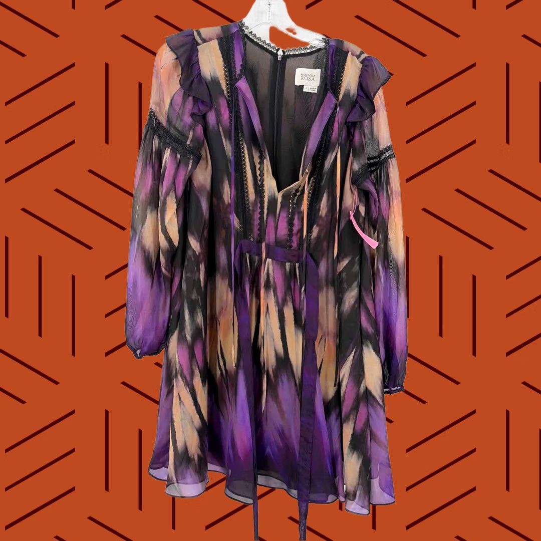 Marchesa Marchesa Rose Purple Knee Length Dress - 2 Long Sleeve Pre-Owned Size XS / US 0-2 / IT 36-38 - 1 Thumbnail