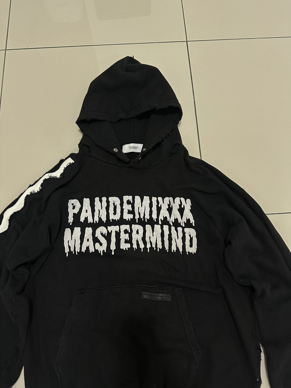 Japanese Brand Pandemixxx mastermind asymmetrical Wave Leather Hoodie Rare Size US L / EU 52-54 / 3 - 3 Thumbnail