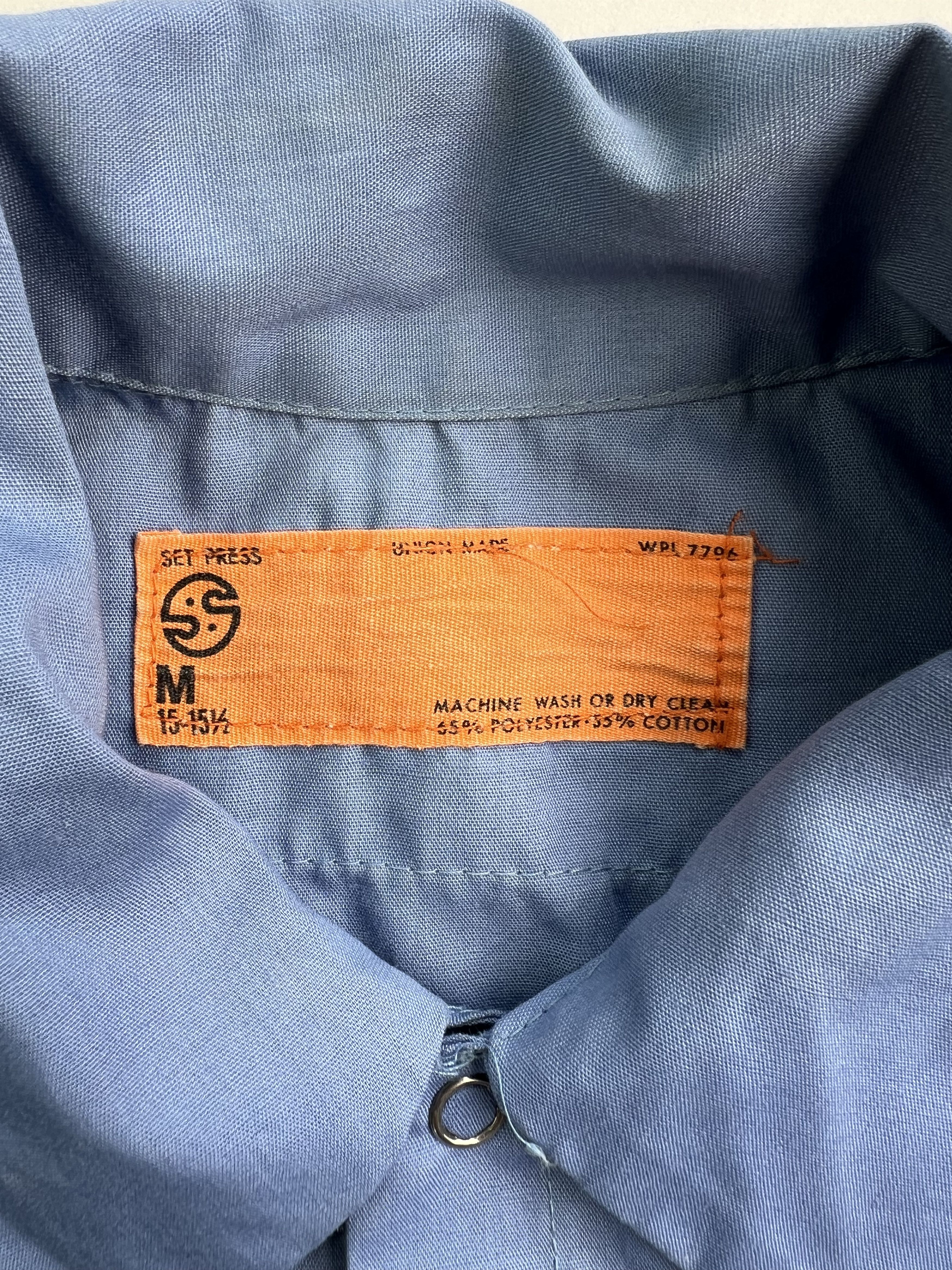 Vintage Vintage Work Shirt Light Blue Long Sleeves Made In Usa M Size US XL / EU 56 / 4 - 2 Thumbnail