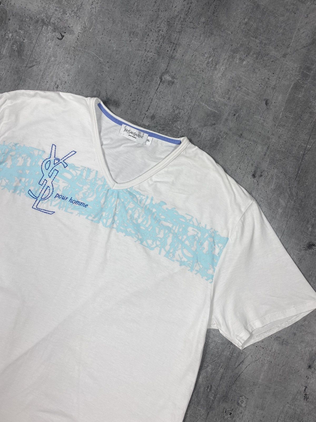Yves Saint Laurent Vintage Yves Saint Laurent Big Logo Monogram tee ysl v-neck Size US XXL / EU 58 / 5 - 2 Thumbnail