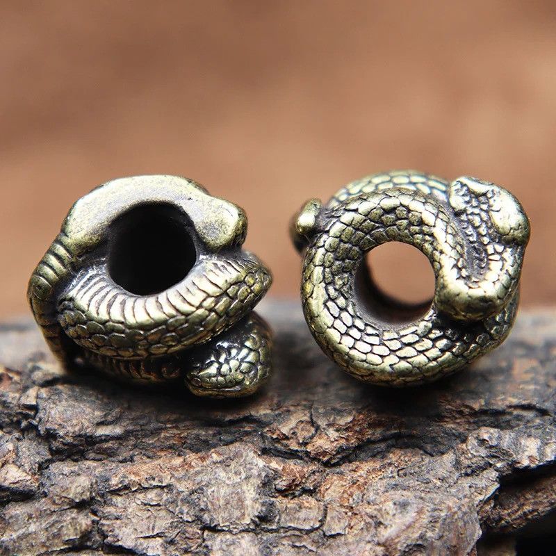Handmade 3Pcs Rattlesnake Knife Beads Paracord Bead Zipper Umbrella Size ONE SIZE - 10 Thumbnail