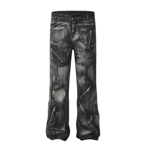 Other Men's zippered loose straight-leg punk dirty jeans Size US 32 / EU 48 - 5 Thumbnail