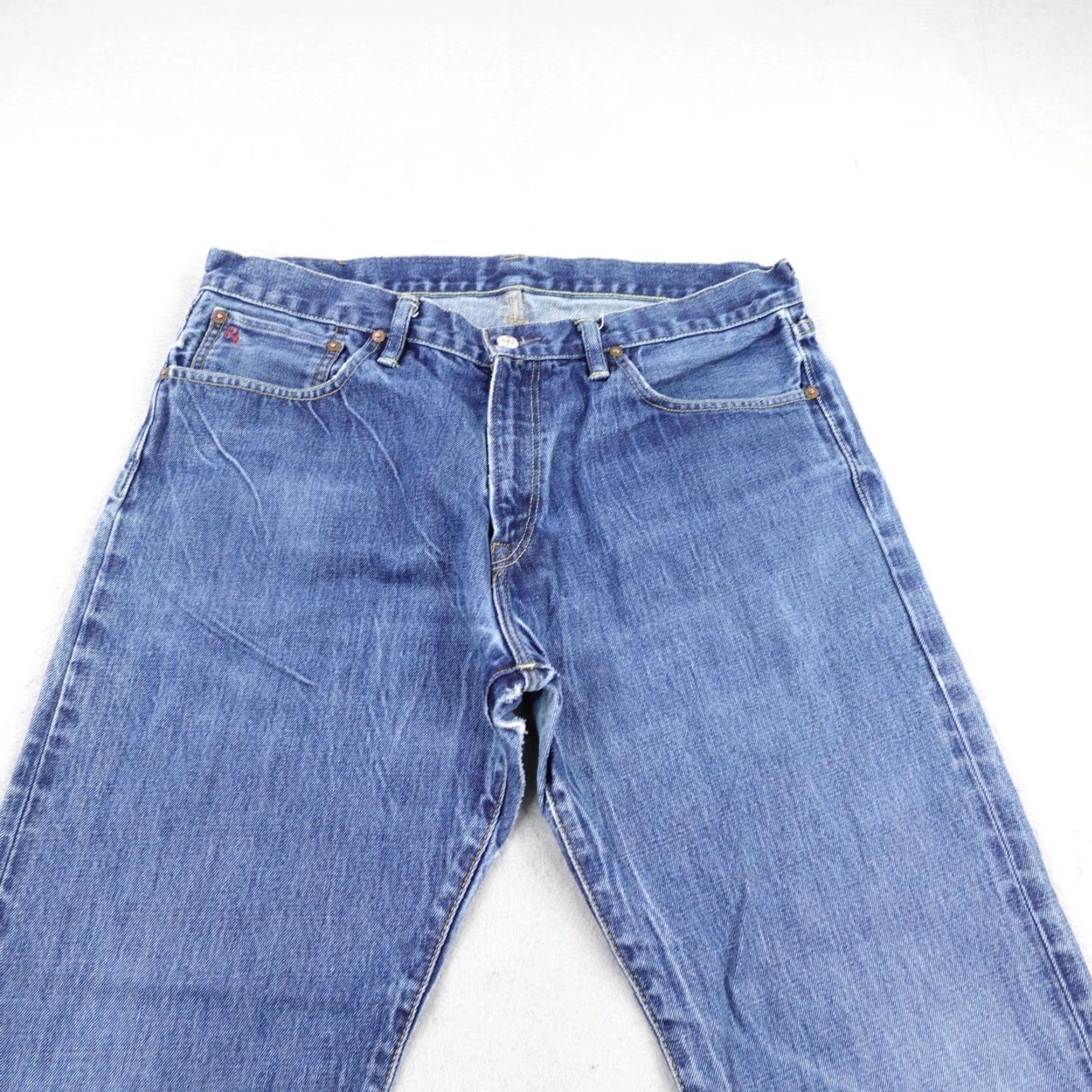 Polo Ralph Lauren Polo Ralph Lauren Jeans Mens 36x32 Blue Denim Straight Classic Fit Distressed 867 Jeans Size US M / EU 48-50 / 2 - 2 Thumbnail