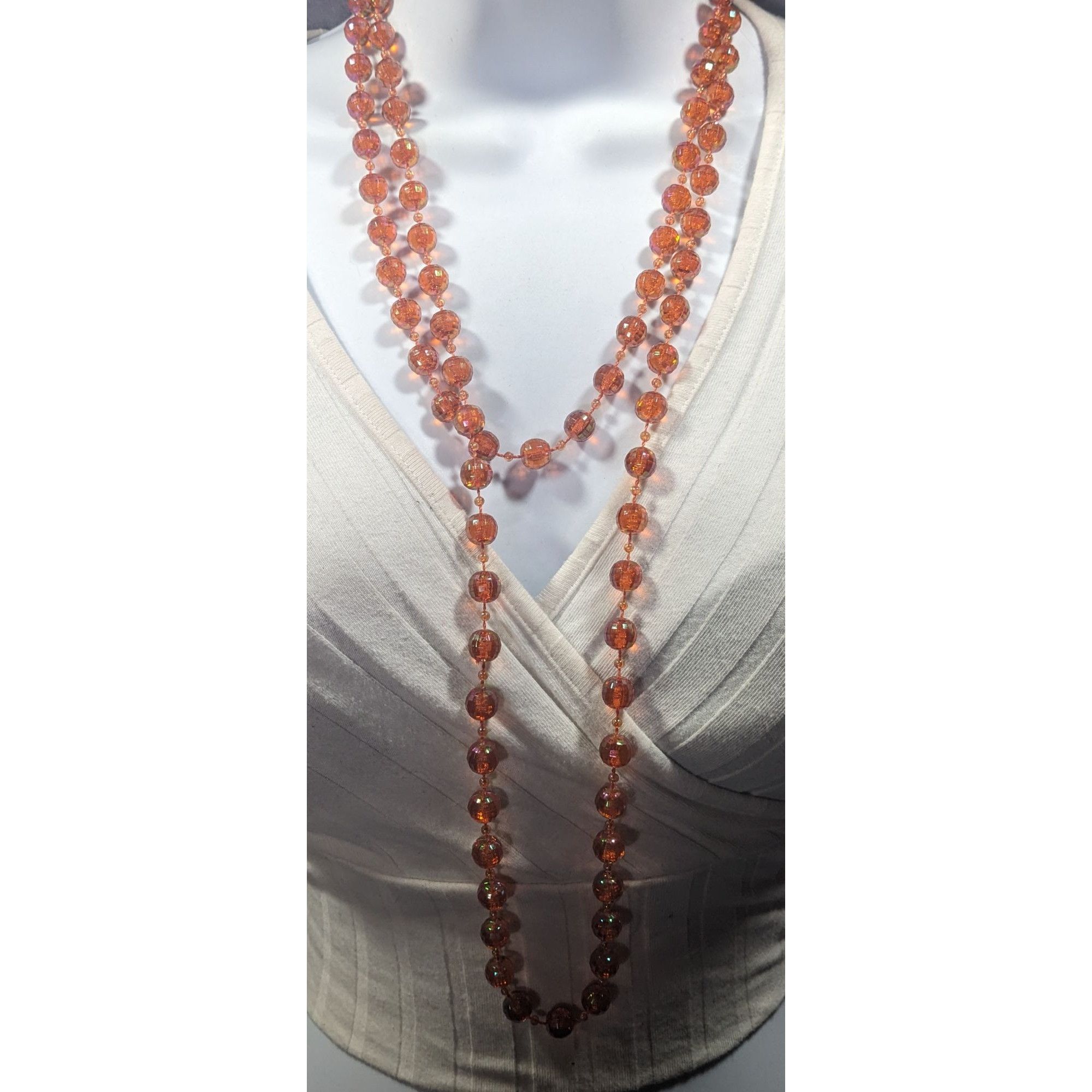 Other Sparkly Glam Orange Faceted Beaded Extra Long Necklace Size ONE SIZE - 8 Thumbnail