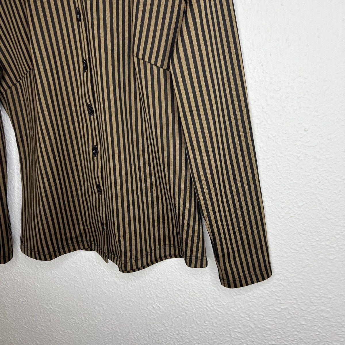 Fendi Fendi Monogram Zucca Striped Shirt Button Up Brown Black Size M / US 6-8 / IT 42-44 - 3 Thumbnail
