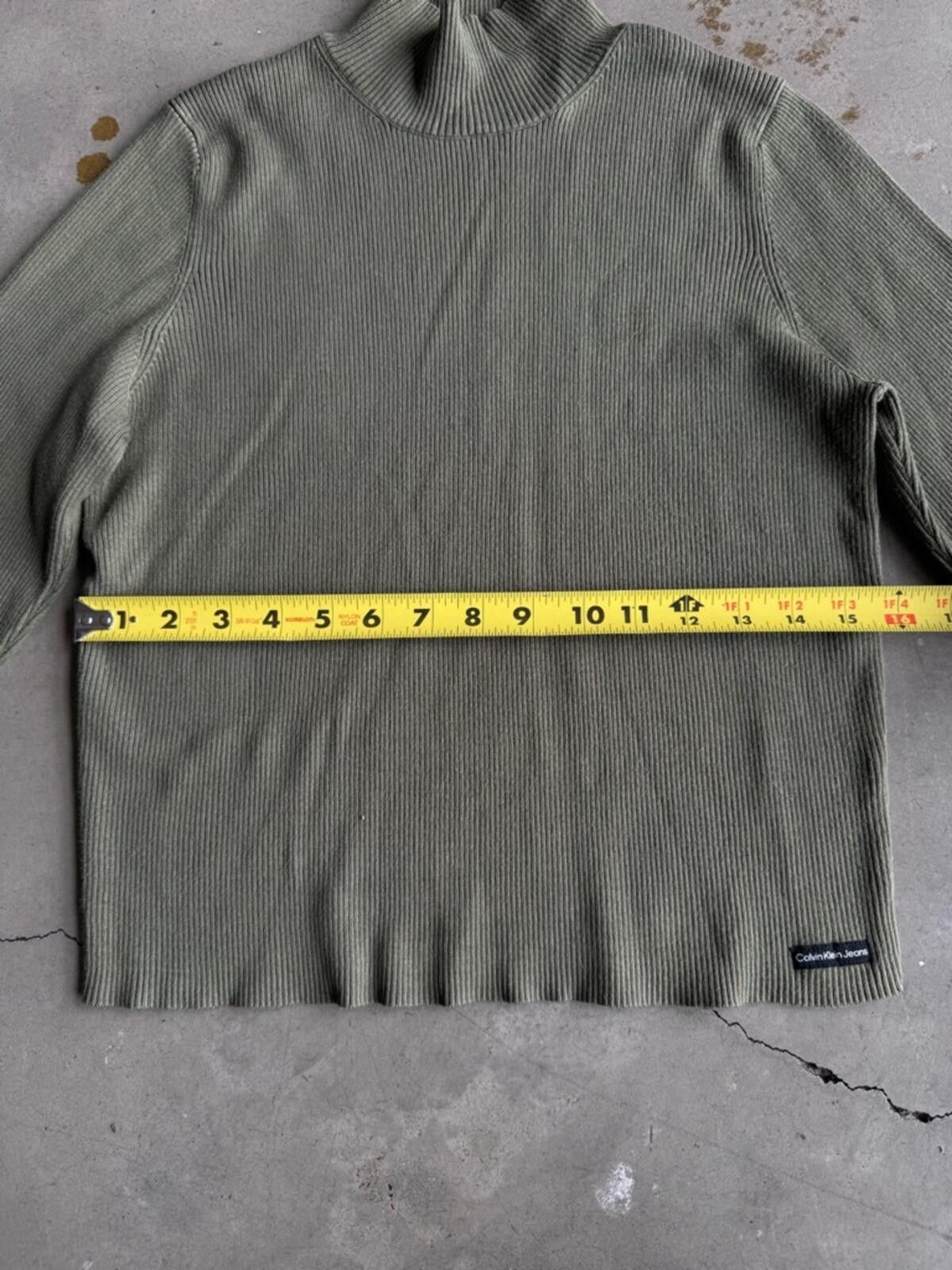 Calvin Klein Calvin Klein / Ribbed Cropped Turtleneck Top / Olive Size XL / US 12-14 / IT 48-50 - 2 Thumbnail