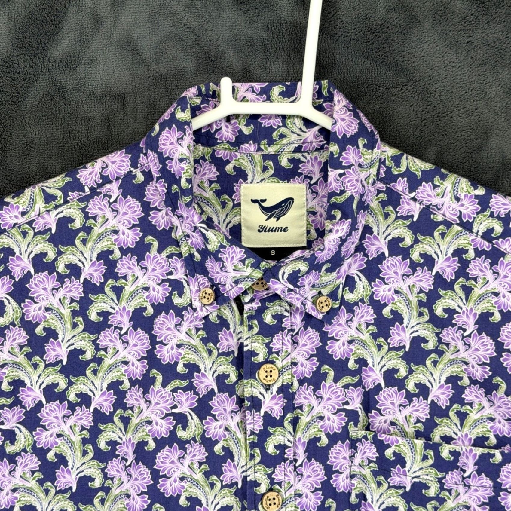 Vintage Yiume Mens Short Sleeve Button Down Shirt Small Purple Floral Cotton 100% Cotton Size US S / EU 44-46 / 1 - 2 Thumbnail