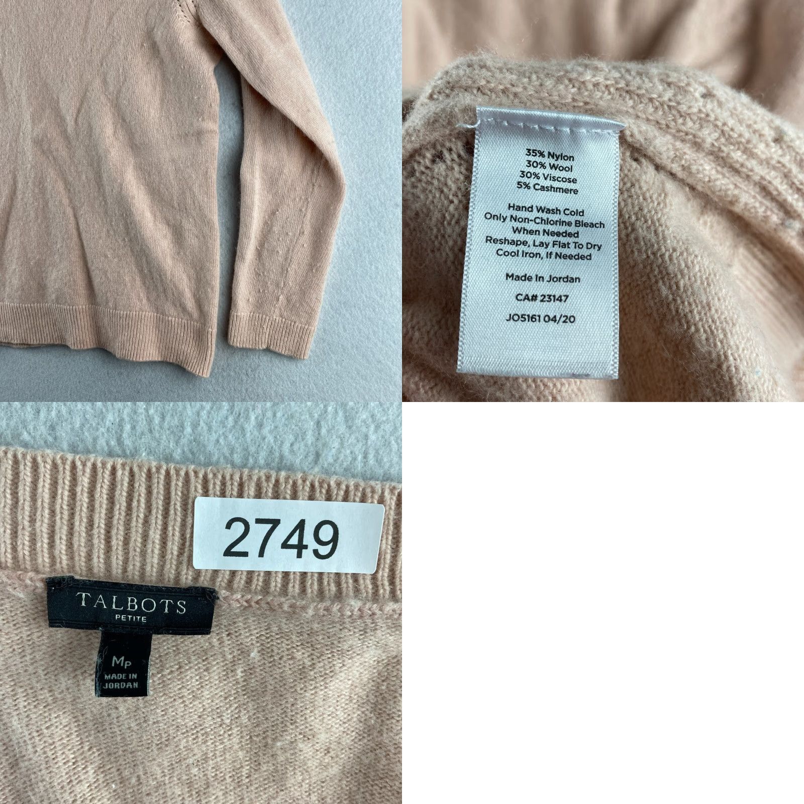 Talbots Talbots Sweater Womens Medium Petite MP Pink Cashmere Wool Blend Pullover V-Neck Size M / US 6-8 / IT 42-44 - 10 Thumbnail
