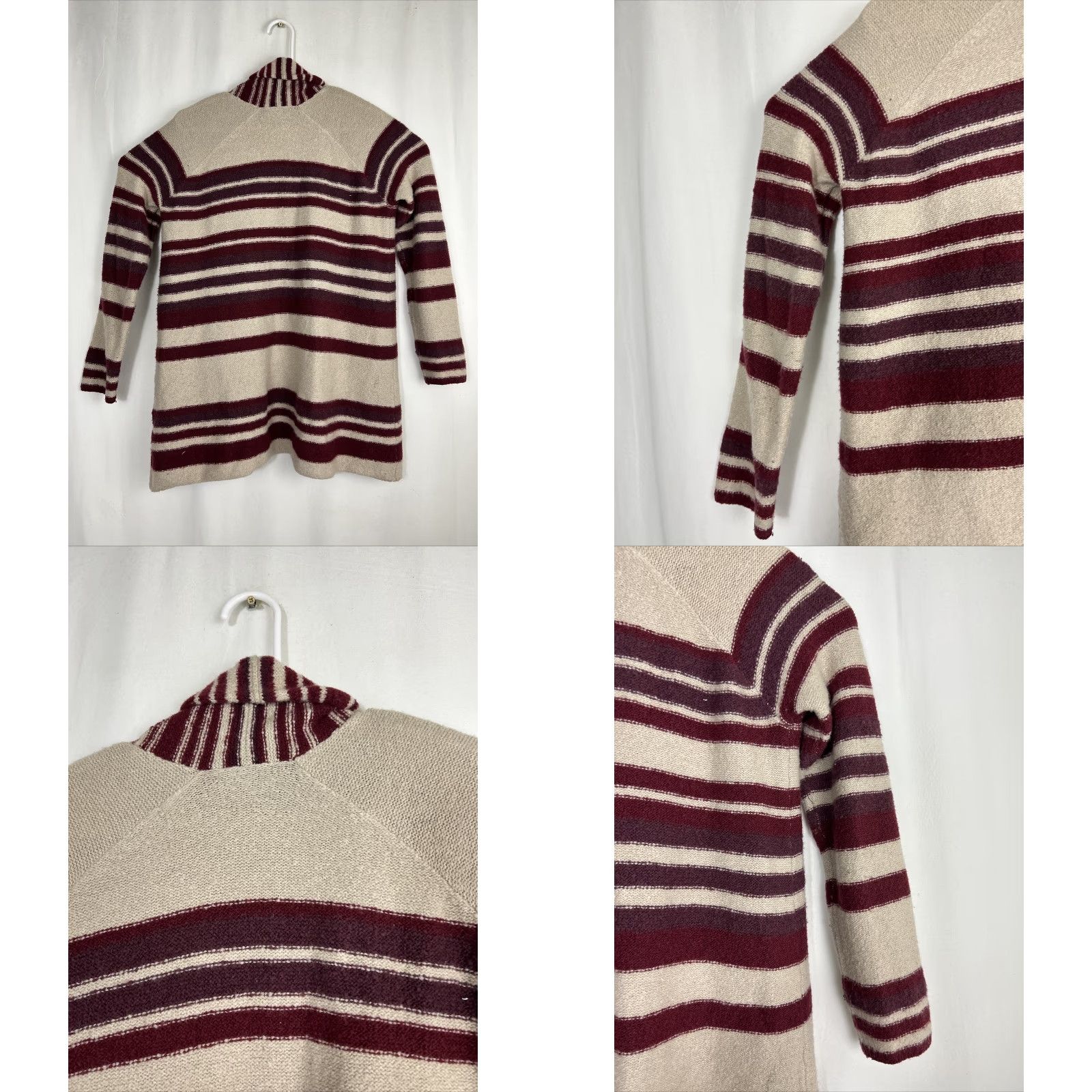 Lucky Brand Lucky Brand Cardigan Womens Medium Red Beige Striped Open Sweater Size M / US 6-8 / IT 42-44 - 9 Thumbnail