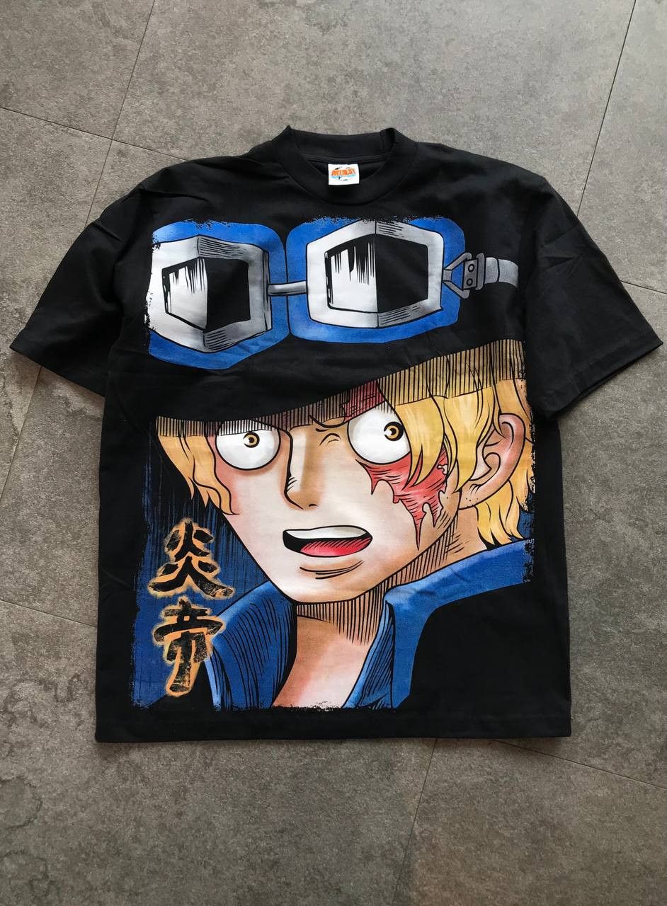 image of Anima x Vintage One Piece Sabo Anime Manga Tshirt in Black, Men's (Size XL)