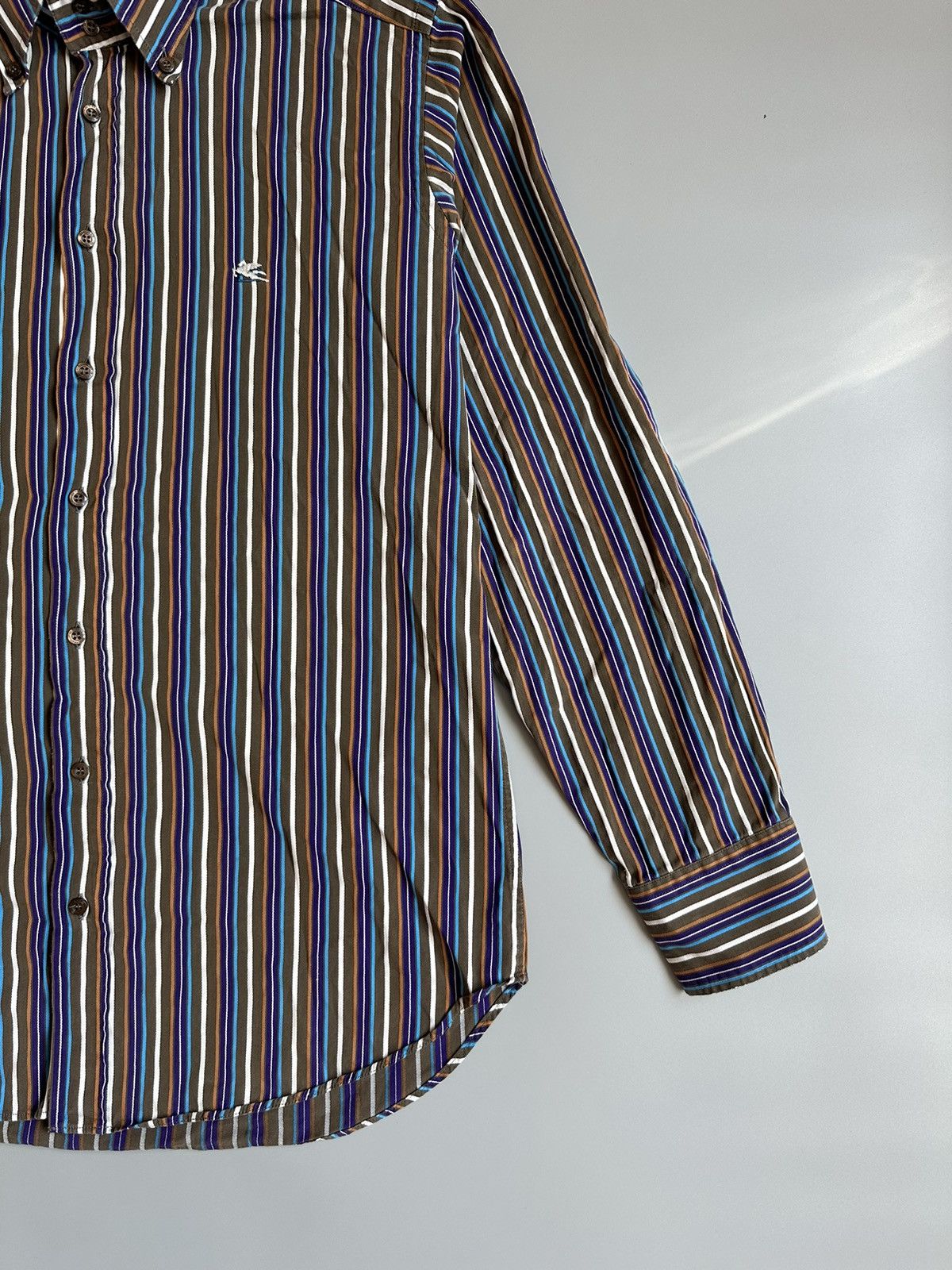 Etro Etro MultiColor Stripe Cotton Button Up Long Sleeve Shirt Size US S / EU 44-46 / 1 - 4 Thumbnail