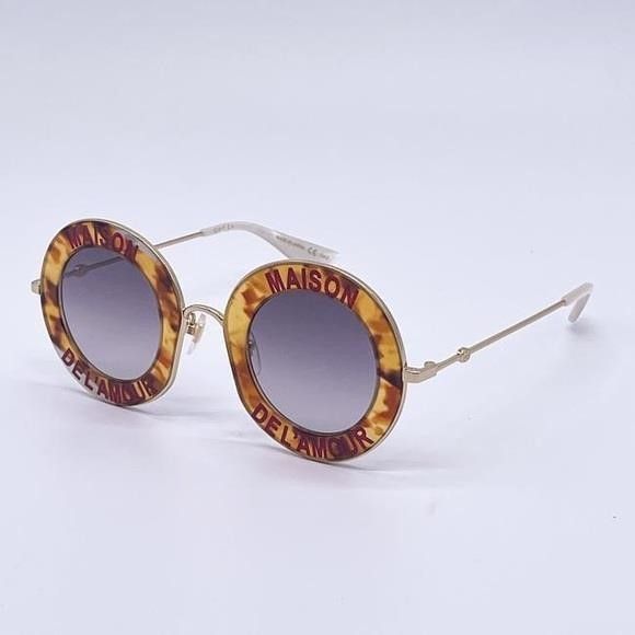 Gucci New - Gucci Brown New Gg0113s 010 Round Metal Sunglasses Size ONE SIZE - 6 Thumbnail