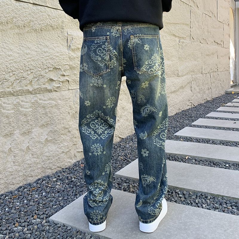 Japanese Brand × Vintage Floral Printed Jeans Men's Loose Casual Straight Leg Pants Size US 32 / EU 48 - 3 Thumbnail