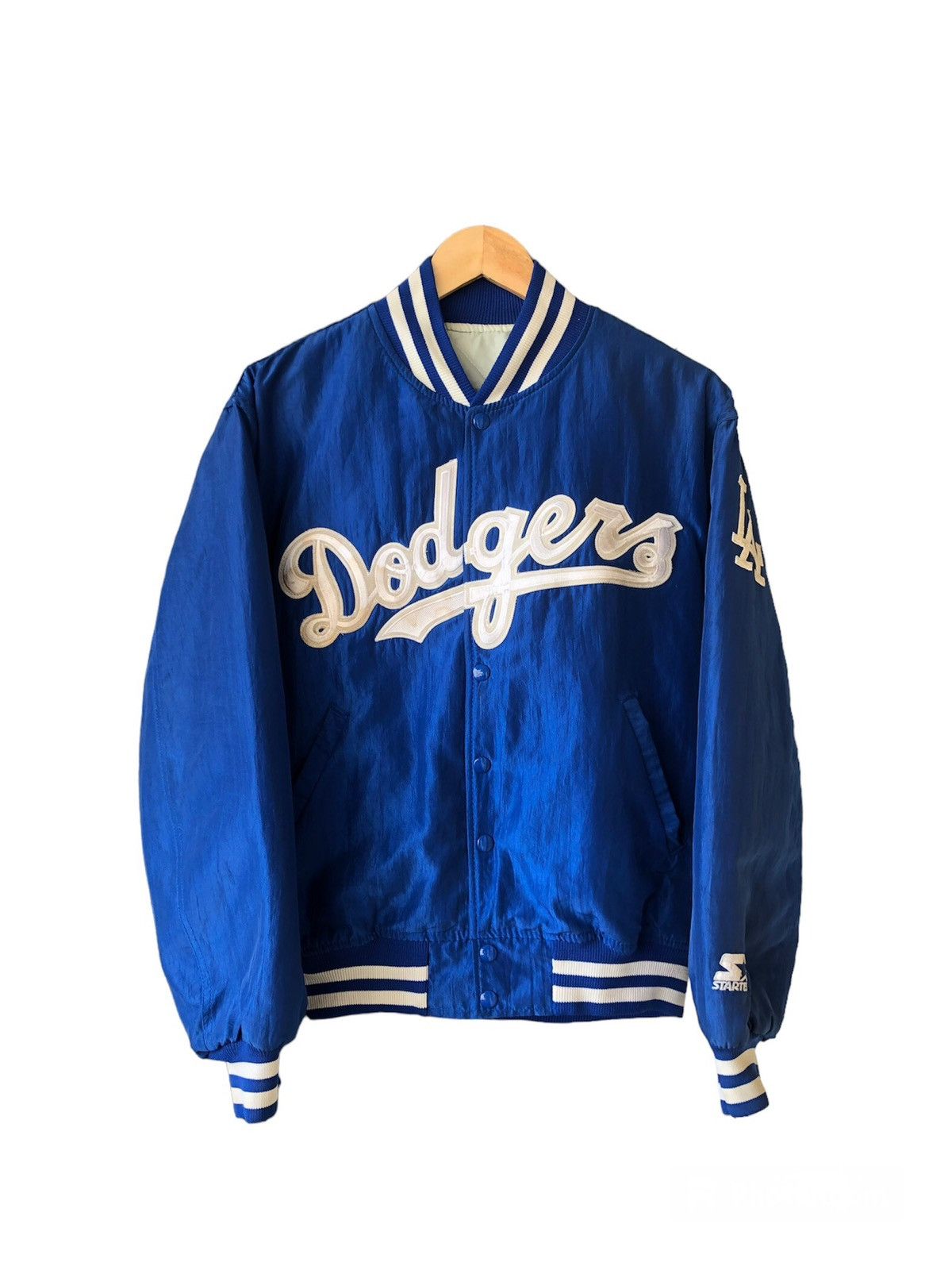 image of 90's Dodgers Mlb Nomo By Starter Bomber Jacket in Blue, Men's (Size Medium)