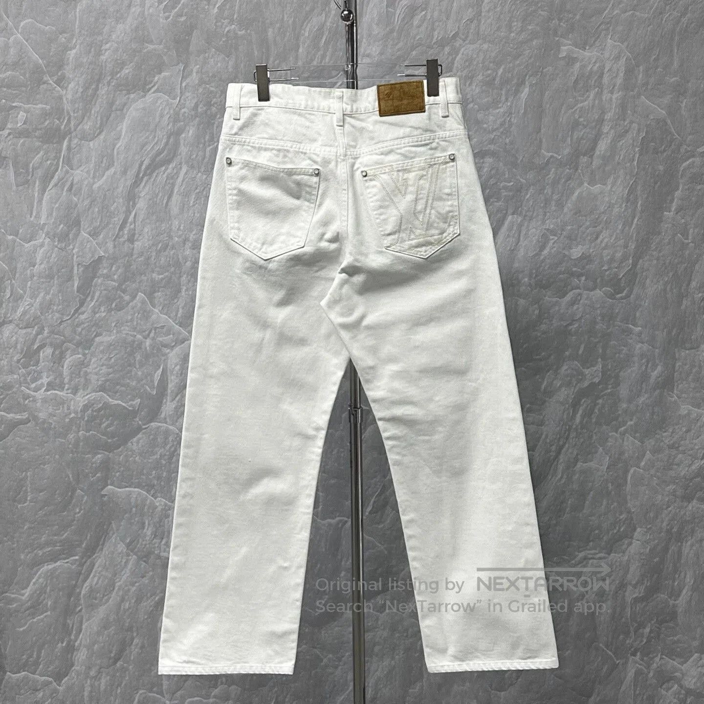 Louis Vuitton louis vuitton white denim embroidered logo pants. Size US 31 - 4 Thumbnail