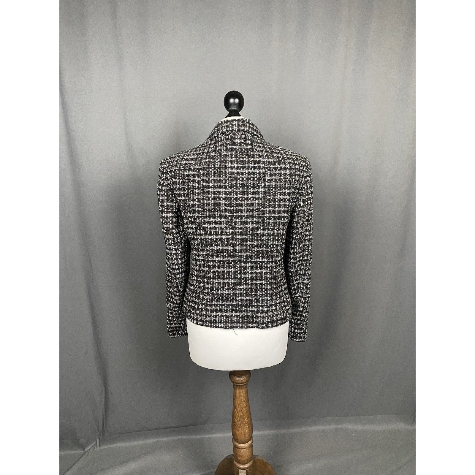 Prada Prada Women's Black Wool Silk Checked Blazer Jacket Size 40 Size S / US 4 / IT 40 - 7 Thumbnail
