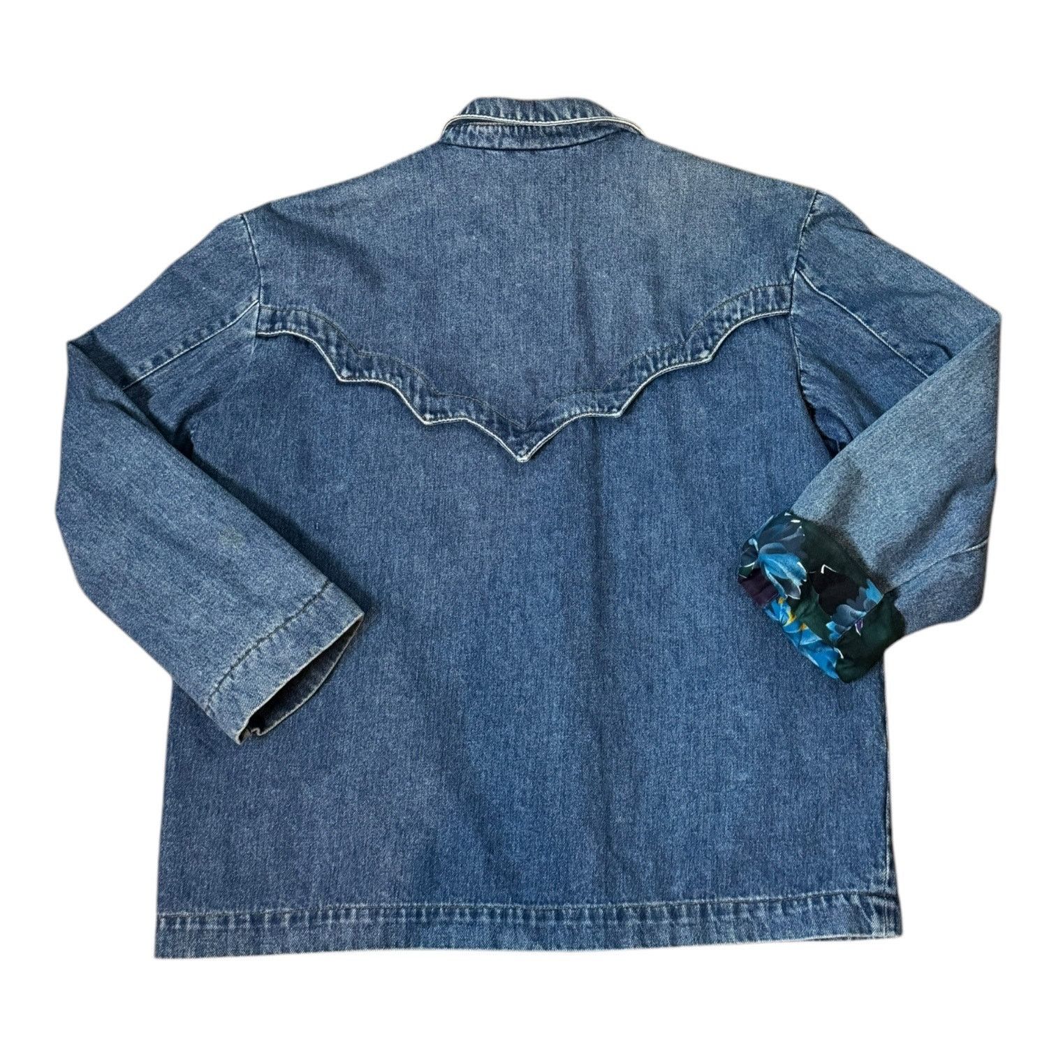 Vintage Vtg Denim Blue Jacket Blue Purple floral lining zip closing Size M / US 6-8 / IT 42-44 - 13 Thumbnail