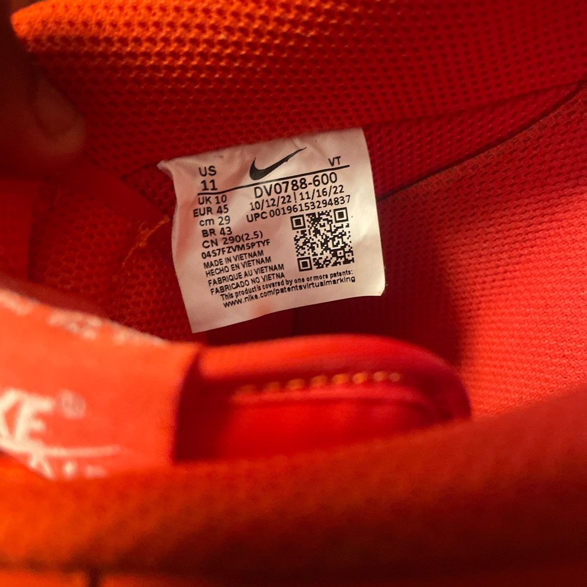 Nike Orange and red af1 Size US 11 / EU 44 - 6 Thumbnail